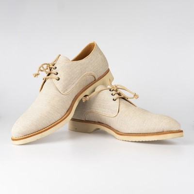 NWOB $1225 Stefano BRANCHINI Gray Derby CANVAS Shoes 8UK /9US /42EU
