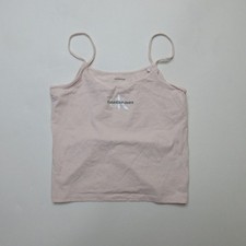 Calvin Klein Jeans donna cami top taglia L rosa spaghetti strap logo gilet
