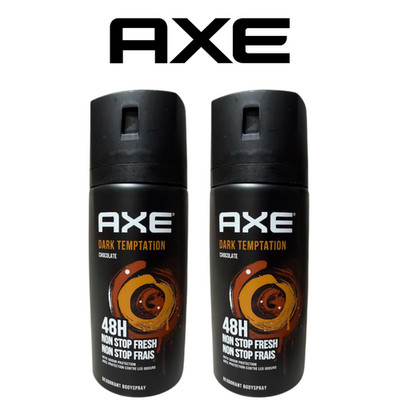 Axe Dark Temptation Deodorant Body Spray 2 Pack 150ml Chocolate