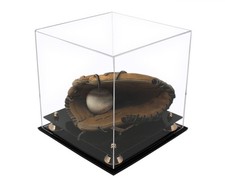 Versatile Clear Acrylic Display Case with Gold Risers 11" x 11" x 11" A001-GR