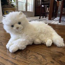 Vintage Russ White Cat Plush Persian Kitten Stuffed Animal Blue Eyes