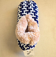 MIXIT Women  s Houndstooth Slipper Socks Non-Slip Grippers Faux Fur Lined