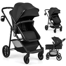 2-In-1 Foldable Baby Stroller Infant Travel Buggy Pushchair w/ Canopy Black