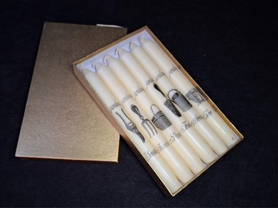 Unique French Garden Tool Illustrated 9-Inch Dinner Candles, 6-Count in Box