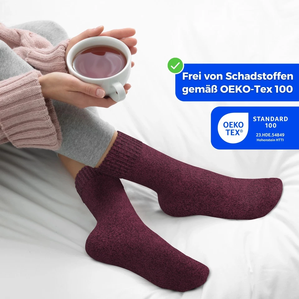 6 Paar Thermosocken (85% Baumwolle) Winter Socken Warm Vollfrottee Damen Herren - Bild 3 von 4