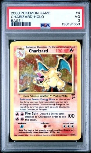 Charizard 4/130 2000 POKEMON BASE SET 2 HOLO PSA 3