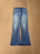 Vintage 70  s Levi  s 646 Orange Tab Bellbottom Flare Faded Denim Jeans Size 30x32