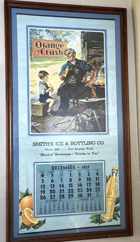 1937 Orange Crush Calendar - Port Angeles, Washington