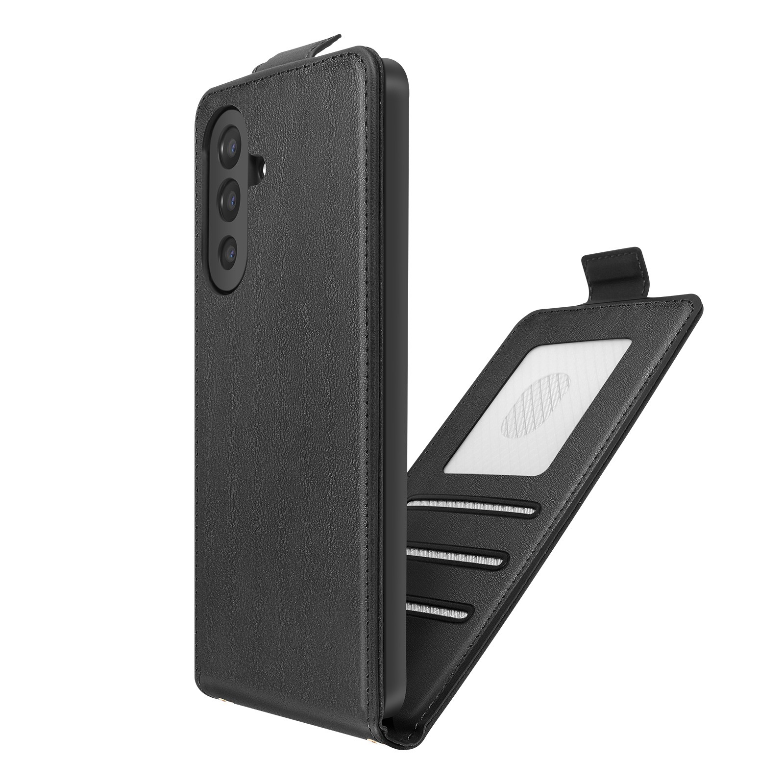 Etui Galaxy A17 Vertical Flip Avizar avec chaîne métal bandoulière noire