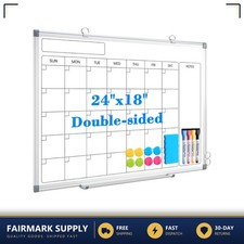 Double-Sided Calendar Whiteboard 24x18 Magnetic Dry Erase Board