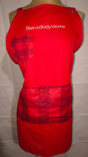 Lot of 2 Bath  Body Works employee apron red dark red checkered plaid pattern