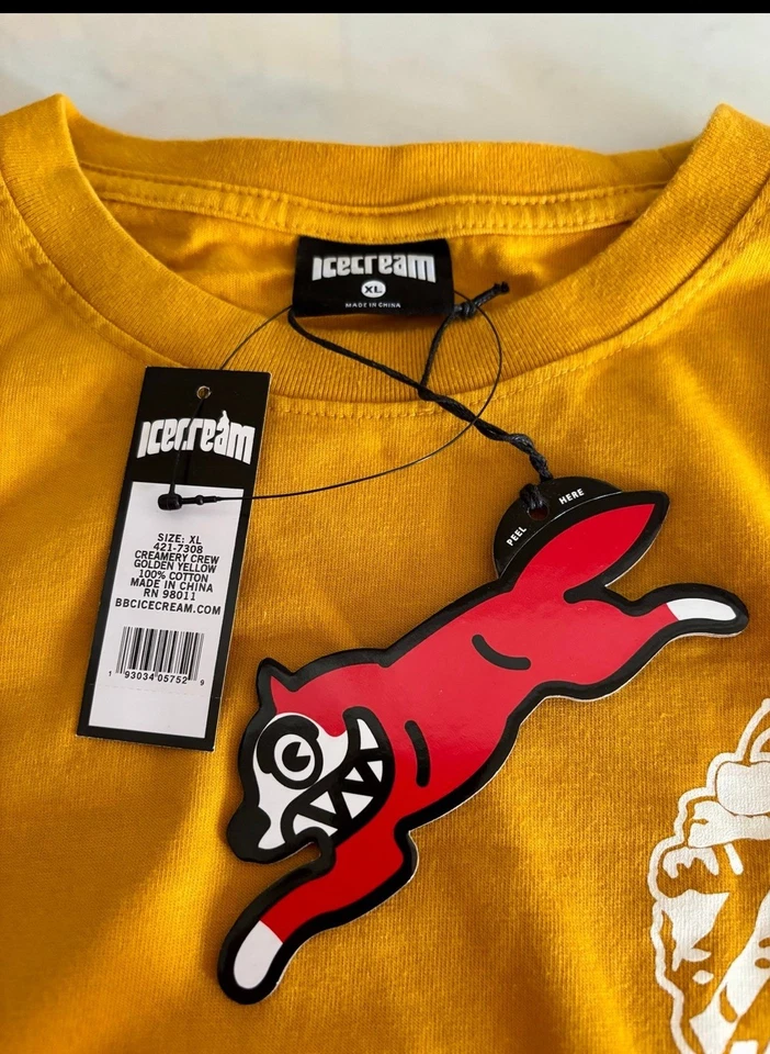 Ice Cream Creamery Crew amarillo dorado manga L tinte BBC para hombre talla XL NUEVO CON ETIQUETAS Foto 3 de 4