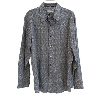 Nick Graham Everywhere Mens 2XL Navy Paisley Stretch Modern Fit Button Down