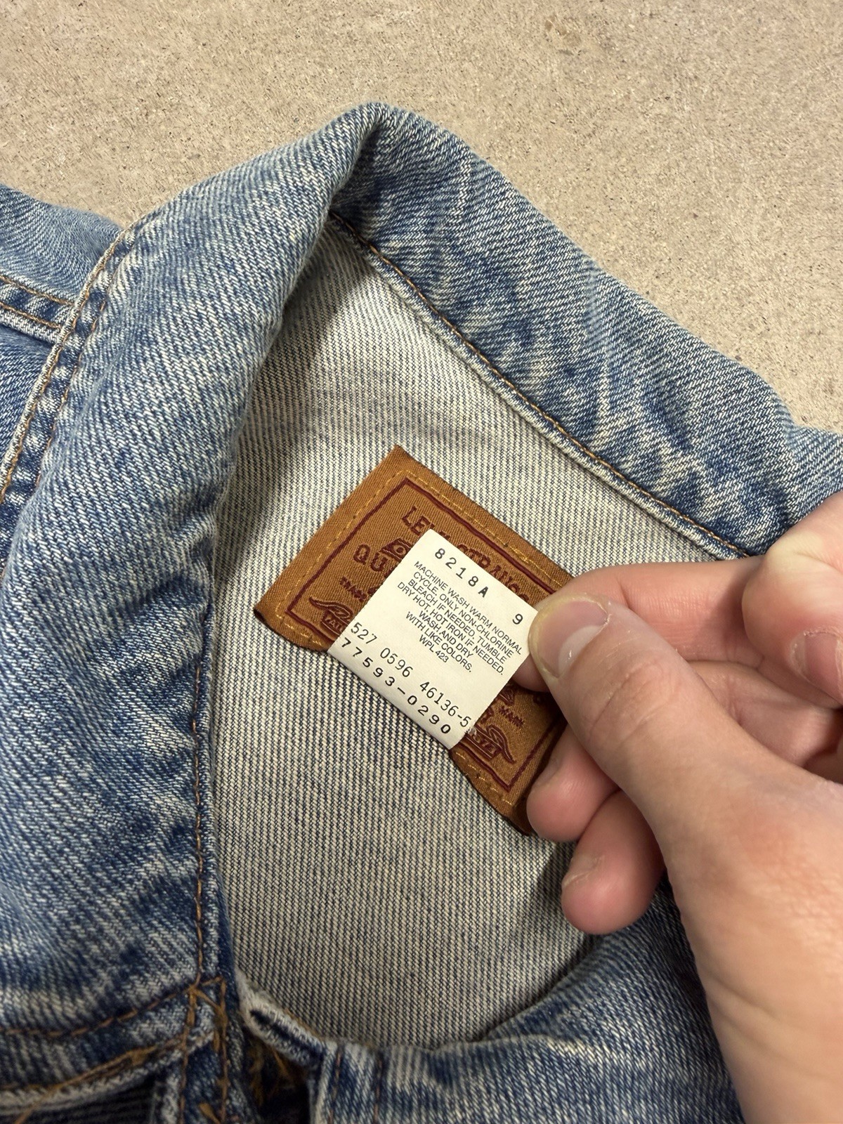 RARE Levi Strauss & Co. Made in USA Flag Patch Blue Denim Jacket Women's L image 5