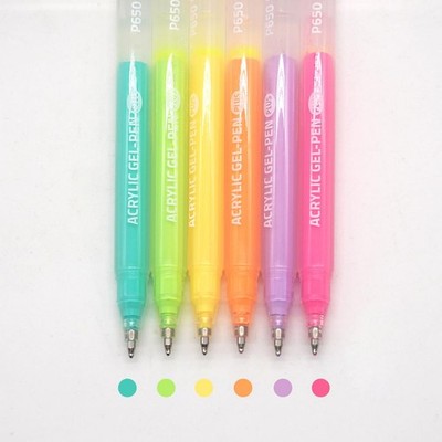 6 PCS Dopamine Acrylic Gel Pens For Coloring Books Quick Dry 1.0mm Fine Tip