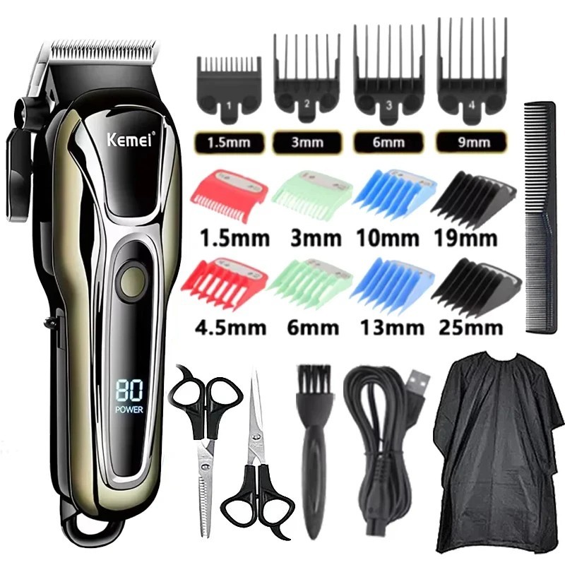 Tondeuse cheveux et barbe sans fil rechargeable avec écran LCD