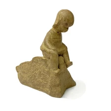 Haeger Pottery M Strubel Figurine Child Sitting on Rock Made in America