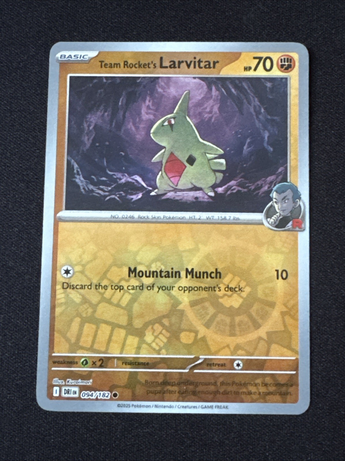 Team Rocket's Larvitar 94/182 Reverse Holo Destined Rivals-Near Mint-Pokemon TCG