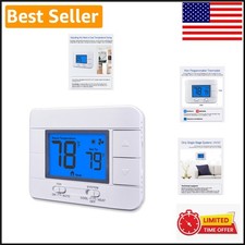 Simple LCD Non-Programmable Thermostat for 1 Heat/1 Cool Systems - Blue Light