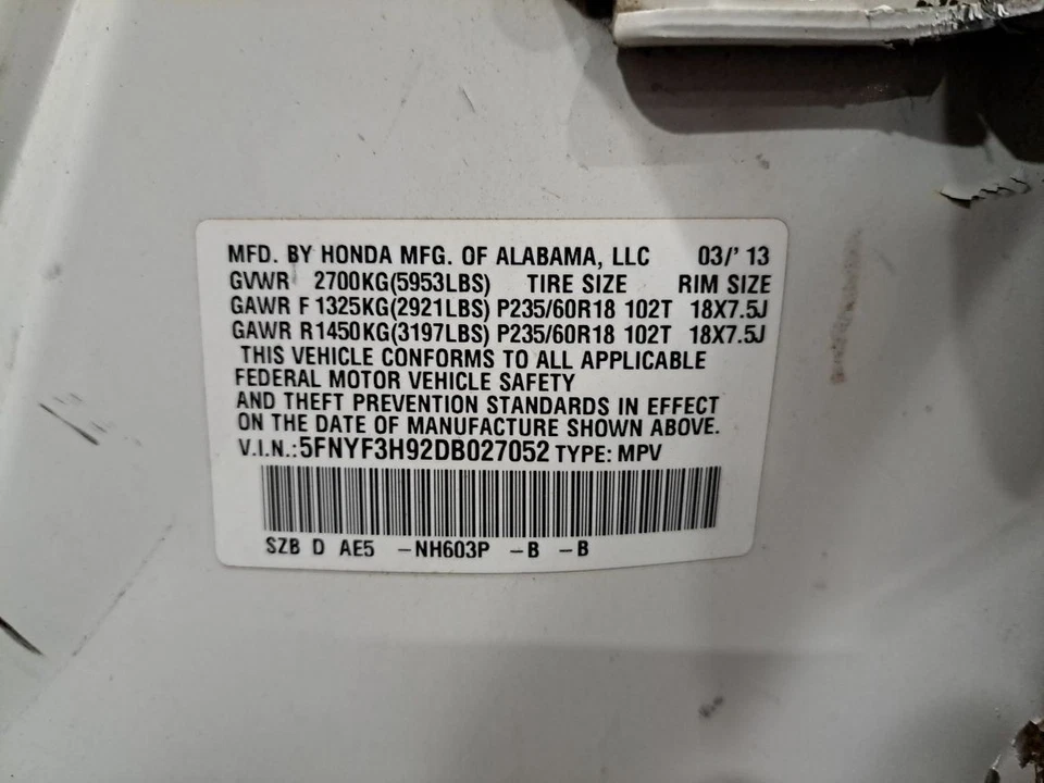 Rejilla superior 2013 Pilot Sku#4292935 Foto 4 de 4