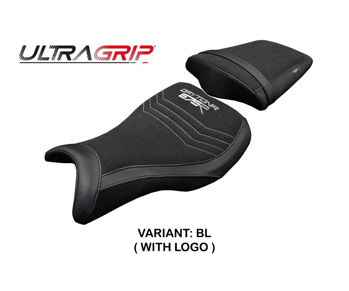 Seat cover Ripley UGrip Black + logo Tpz comp TRIUMPH DAYTONA 675R 2006 2012