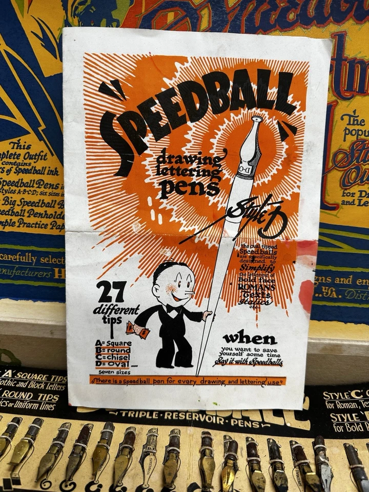 Conjunto de traje de estudiante vintage 1935 THE SPEEDBALL SURTMENT Nº 1 de Hunt Pen Co Foto 4 de 4