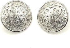 30Pcs 20Mm Antique Silver Metal Buttons with Shank round Shape Flower Pattern Vi