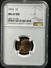 1935 1C RD Lincoln Wheat One Cent NGC MS67RD   6806170-035