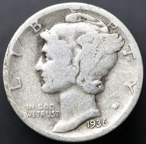1936-D 10C Mercury Dime SEMI-KEY DATE! VG (#8291)