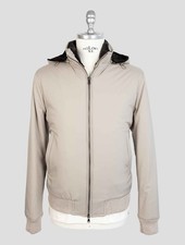 NEW BARBA NAPOLI TAUPE PL PU LAPIN COAT US 40 - EU 50 BCZ9