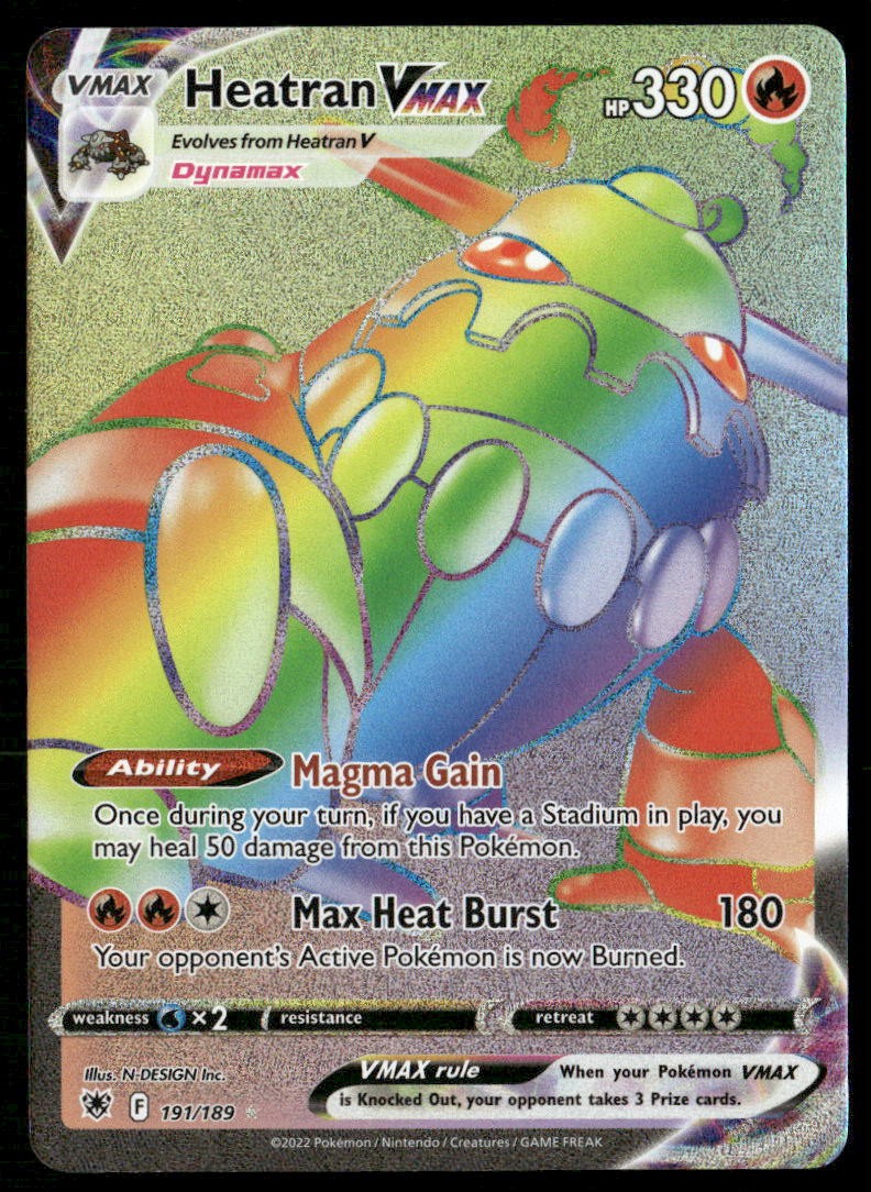 HEATRAN VMAX 191/189 RAINBOW RARE ASTRAL RADIANCE POKEMON HOLO NM