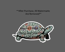 Box Turtle Floral Sticker Waterproof Decal Flower Designs Animal Pet Gift NEW