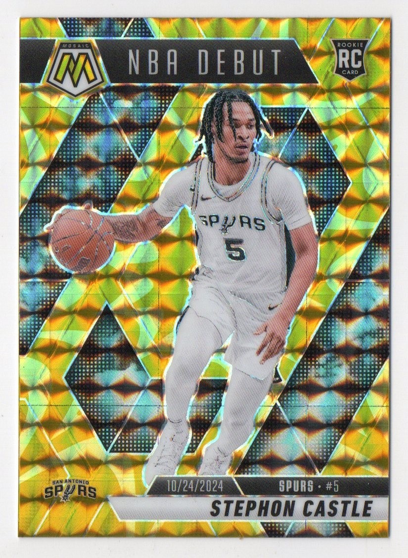 2024-25 Mosaic Stephon Castle REACTIVE YELLOW PRIZM ROOKIE #267 Spurs RC ROY