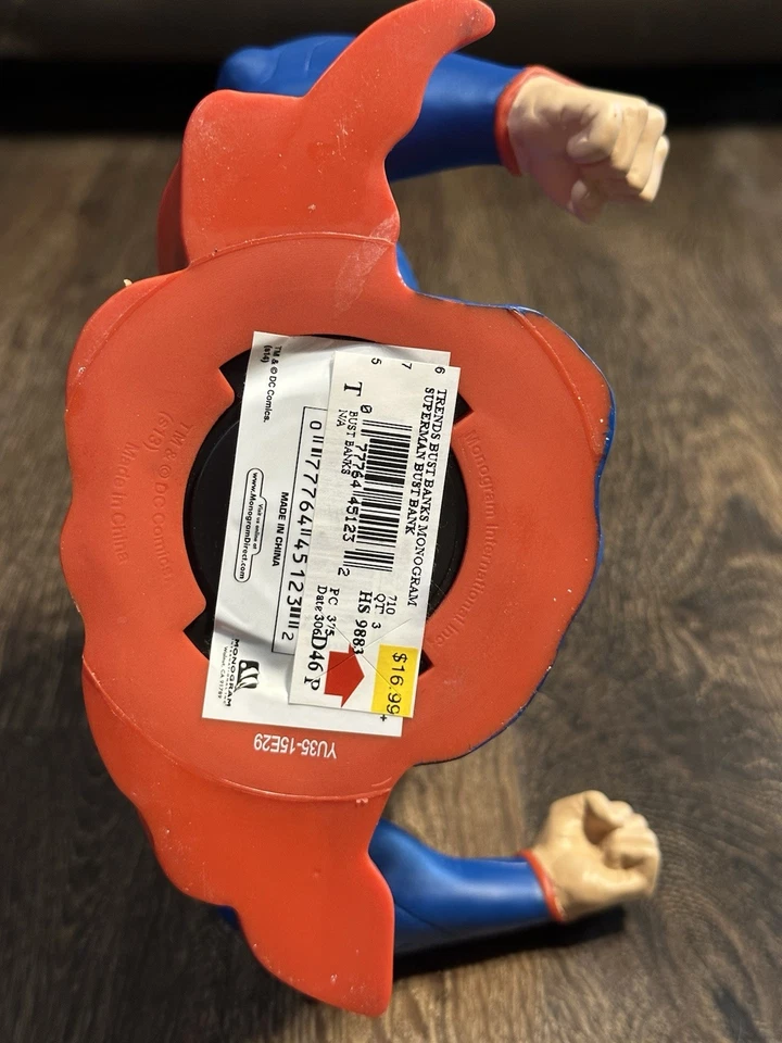 Monogram Superman DC 漫画全新 52 个可动人偶半身像硬币银行,多色,4 — 第 3/4 张图片