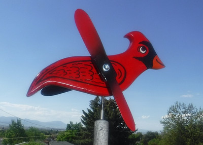 Whirly Birdy Wind Spinner CARDINAL87.5'' Long 3.5'' Tall Wood Twirly Wings Outdoor