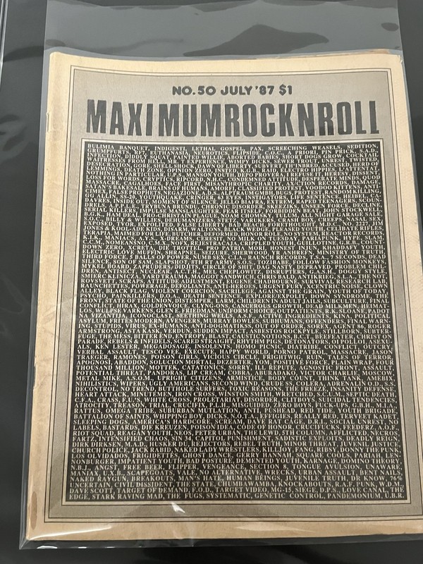 MAXIMUM ROCK N ROLL FANZINE-JULY 1987-#50-BULIMIA BANQUET-INDIGEST-LETHAL GOSPEL