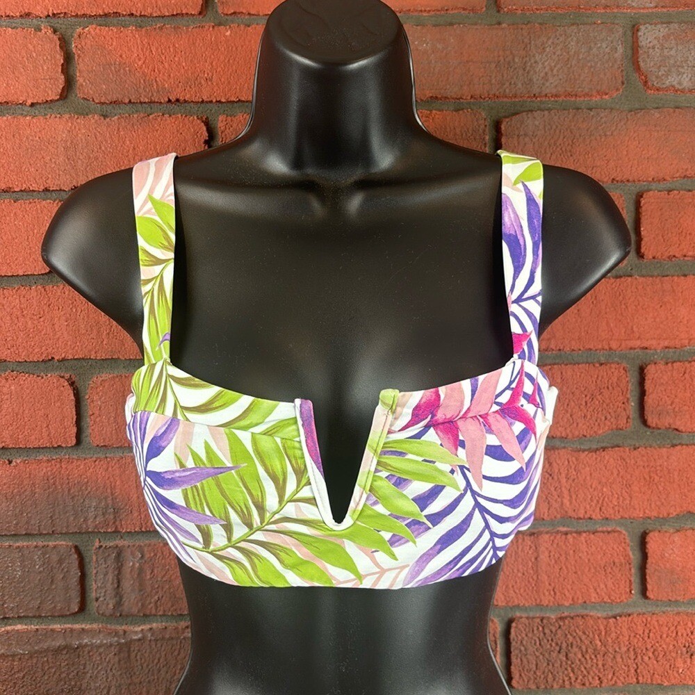 Mynah Small Leaf Pattern Bikini Top – Swimwear Su… - image 1