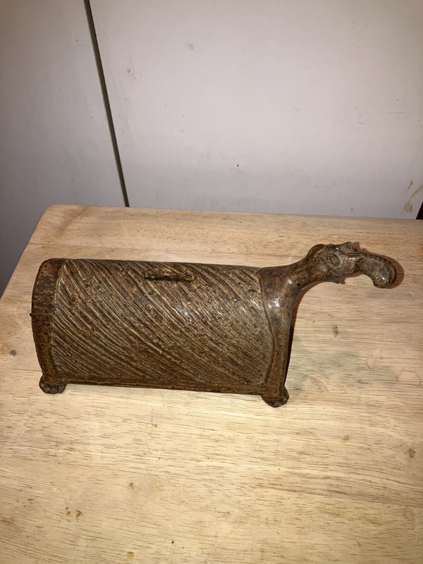 Whimsical Animal Art Pottery Bank Aardvark ? Native American ? Museum Primitive