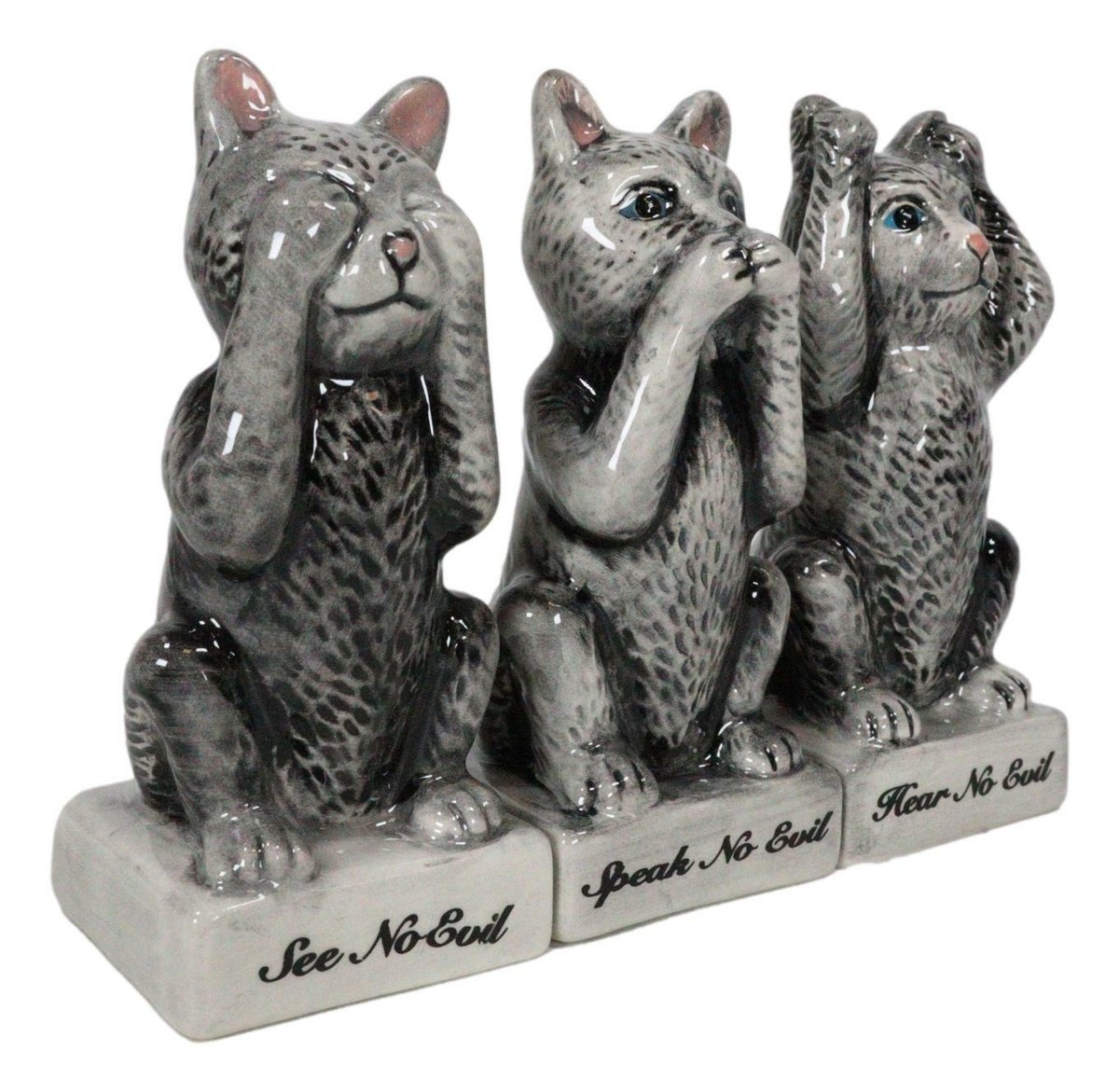 See Hear Speak No Evil Cats Trio Toothpick Holder Salt And Pepper