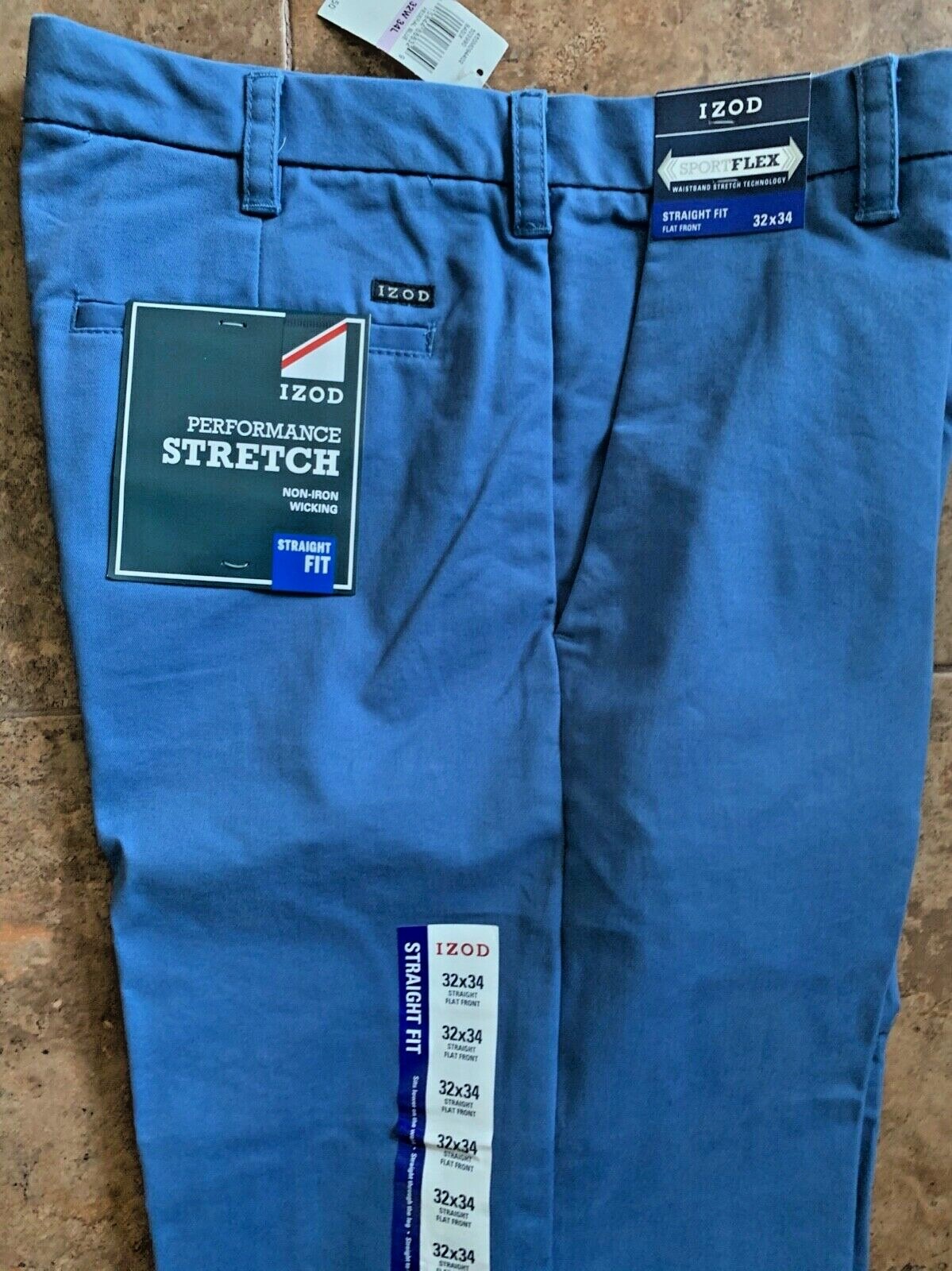 IZOD Performance Stretch Straight Fit Flat Front Chino 32x34 eBay