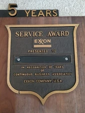 Vintage 1970's Exxon Service Award 5 Years Brass Very Heavy