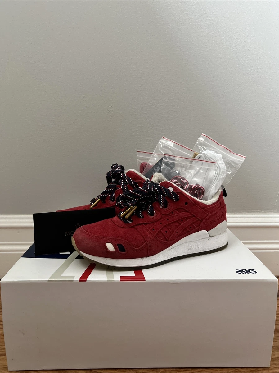 Kith x Moncler x ASICS Gel Lyte 3 Red for Sale | Authenticity