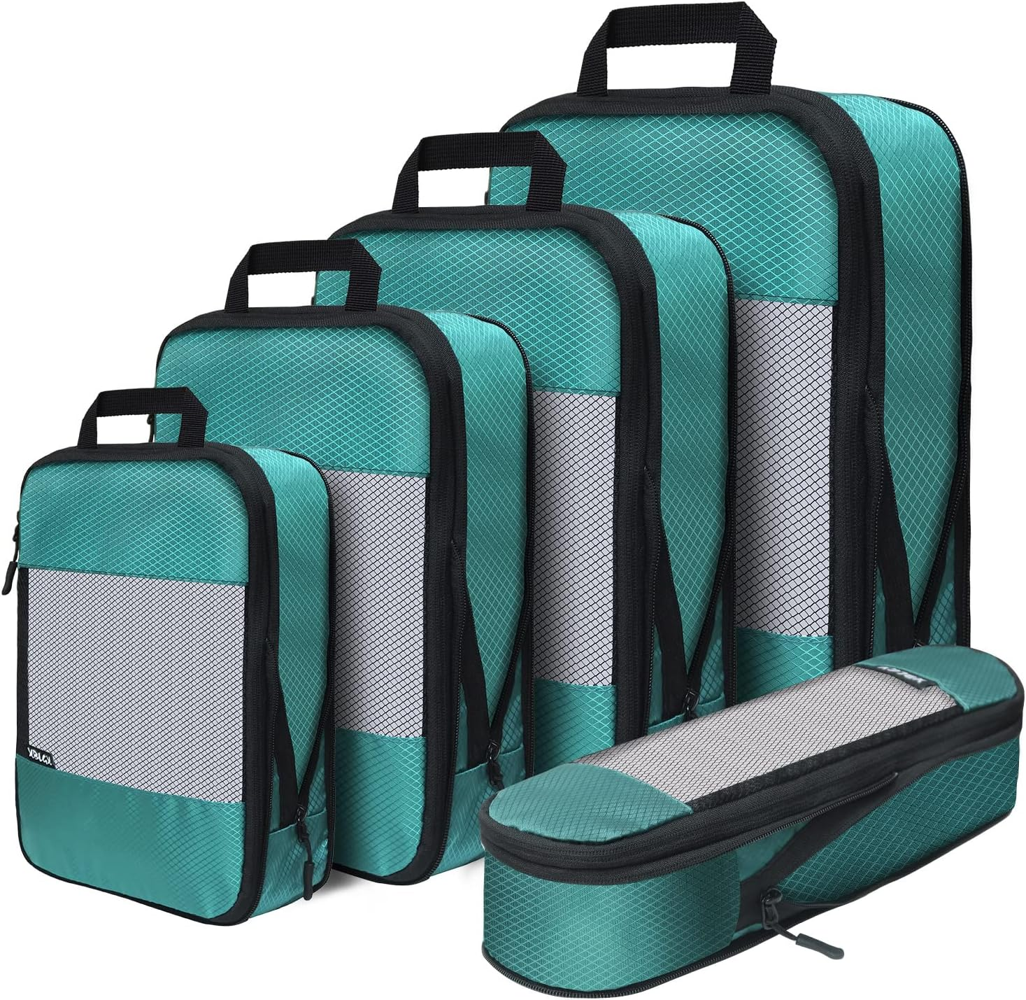 5-Piece Compression Packing Cubes for Travel in Blue/Green-image