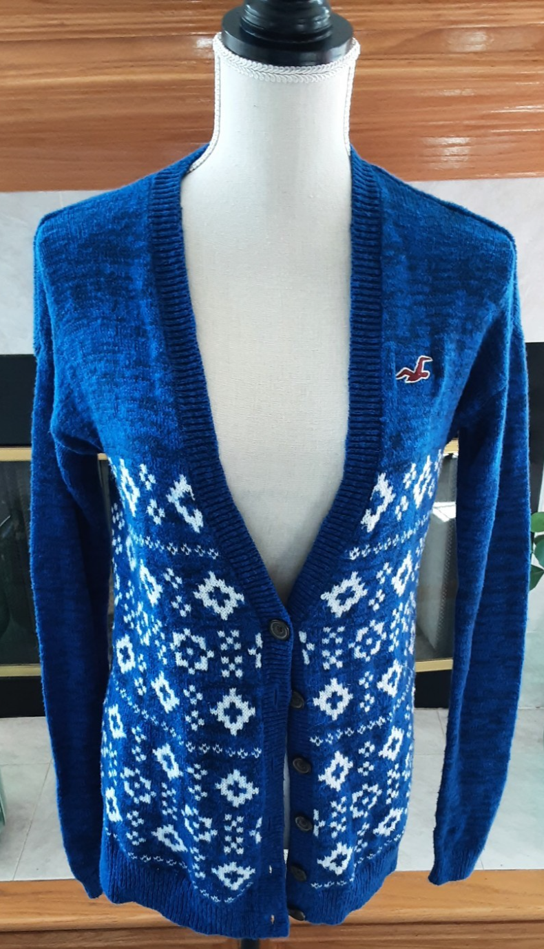 CÁRDIGAN VINTAGE HOLLISTER PEQUEÑO AZUL ABOTONADO SUÉTER ALGODÓN/ACRÍLICO-image