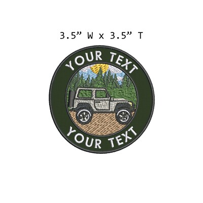 Custom Patch Your Name Text Embroidered Iron-on Applique Mountain Sunset Trees