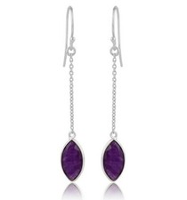 Aventurine Gemstone Handmade Sterling Silver Chain Drop Earrings Jewelry
