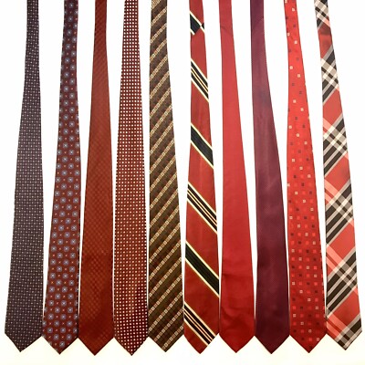 10 Men s Ties ALL 3.25  Skinny Red Ken Cole Nautica Jos Bank Modern Silk Tie Lot