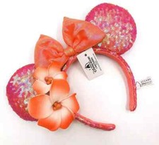 Disney Parks Orange Plumeria Limited Party Aulani Hawaii Minnie Ears Headband