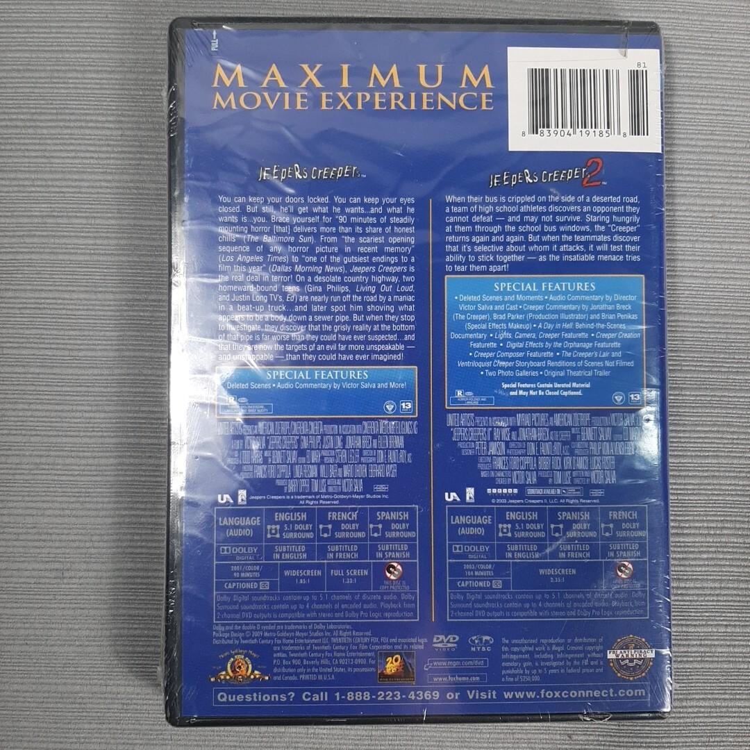 Jeepers Creepers 1 & 2 MGM Double Feature DVD Scarecrow Horror NEW