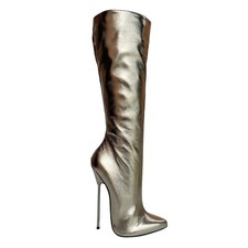GIOHEL CUSTOM ITALY KNEE HIGH EXTREME SHOES BOOTS STIVALI REAL EATHER GOLD 46